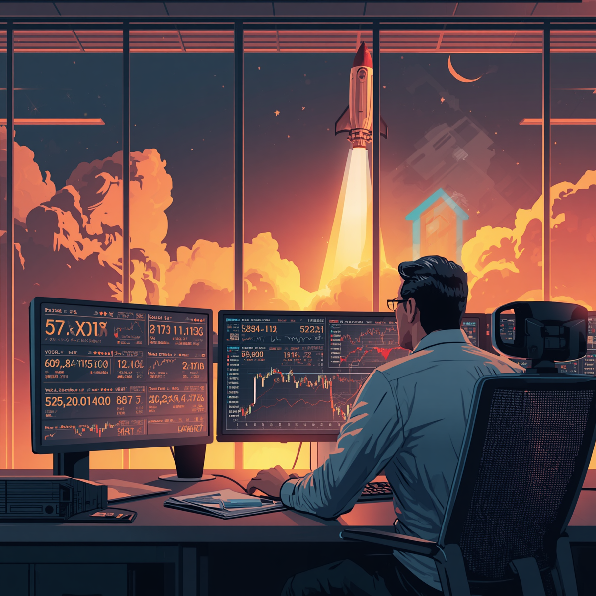 Investor Studying Charts