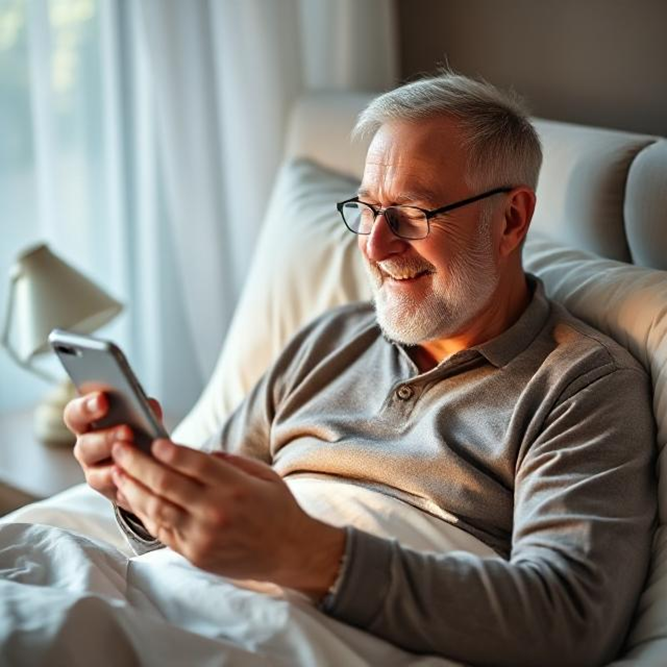 A person lying in bed looking at a phoneAI-generated content may be incorrect.