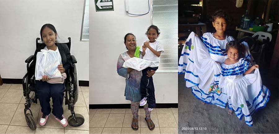 Collage of 3 padrino kids: some with special needs, some in national dress