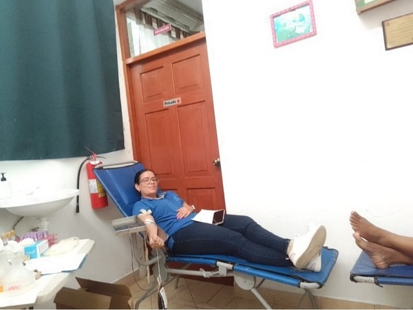 woman donating blood