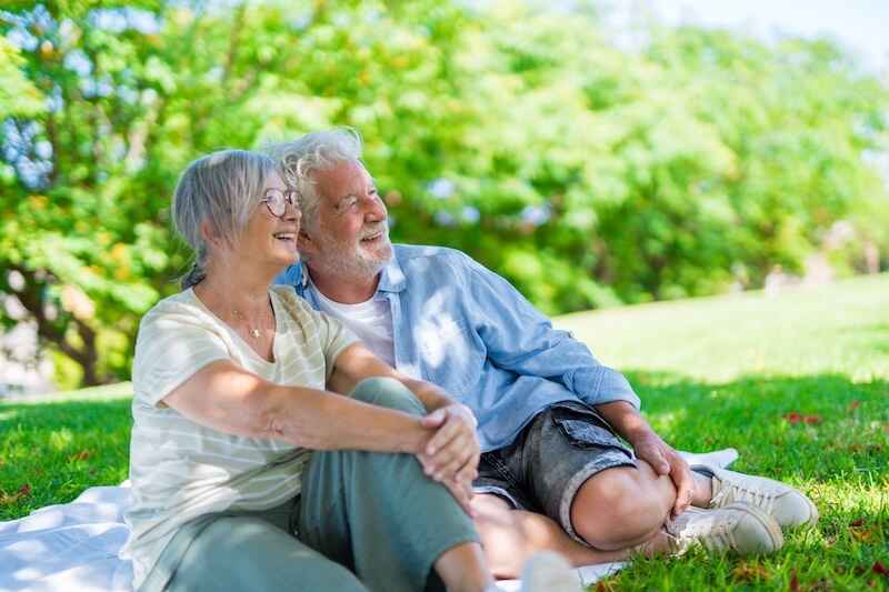 Smiling retired couple