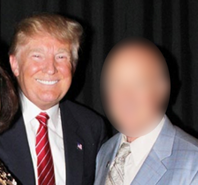 Trump with another person who is blurred out